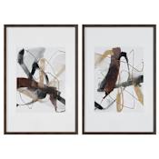 Uttermost Burgundy Interjection 40" x 40" Framed Abstract Painting - Set of 2 Burgundy