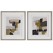 Uttermost Color Block 29" x 29" Framed Abstract Paintings - Set of 2 Brown