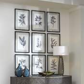 Uttermost Farmhouse Florals Set of (9) 23" x 18" - Framed Botanical Classic Black and White Prints Black / White