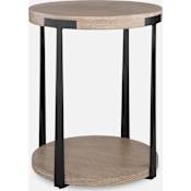 Uttermost Palisade 19" Diameter Oak and Metal Accent Table Dark Bronze / Oak