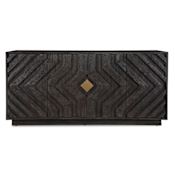 Uttermost Faulkner 68" Wide 4 Door Oak Cabinet Brushed Gold / Black