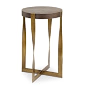 Uttermost Drew 16" Diameter Metal Walnut Accent Table Brass / Dark Chocolate