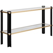 Uttermost Cunene 60" Wide Glass and Metal Table Matte Black / Gold