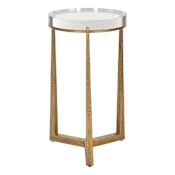 Uttermost Midas 14" Diameter Crystal and Iron Accent Table Antique Gold / Clear