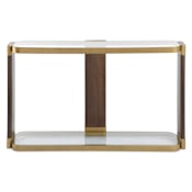 Uttermost Ryles 55" Wide Glass Top MDF and Tempered Glass Table Walnut / Gold