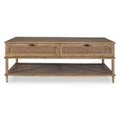 Uttermost Coast 48" Wide Wood Top MDF, Rattan, Wood, and Wood Veneer Coffee Table Woodtone