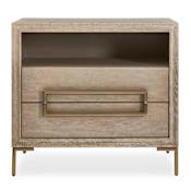 Uttermost Alessia 32" Wide Wood Top Oak, Stainless Steel, and Wood Veneer Table Brass / Woodtone