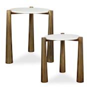 Uttermost Claridge Set of 2 - 19.5" Diameter Marble Nesting Tables Brass / White