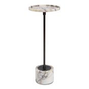 Uttermost Brunson 10" Diameter Marble Top Marble and Metal Accent Table Bronze / White