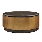 Uttermost Parrish 38" Diameter Acacia, MDF, Plywood, and Wood Veneer Table Brass / Woodtone