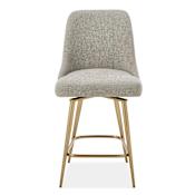 Uttermost Bramwell 20" Wide Fabric, Iron Bar Stool with Swivel Brushed Gold