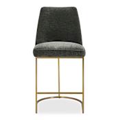 Uttermost Hanni 20" Wide Polyester Velvet, Stainless Steel Bar Stool Charcoal