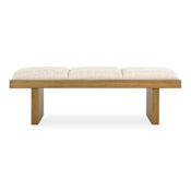 Uttermost Haden 60" Wide Wood Framed Linen, Polyester, and Viscose Bench Brown / White