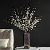 Uttermost Quince Blossoms 30" Wide Home Decor Glass Vase with White Flower Branches White Blossom