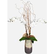 Uttermost Earthbound Orchid 44" Tall Glass Faux Flora Planter Sand / Bronze