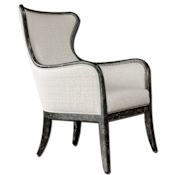 Uttermost Sandy 29" Wide Elegant Traditional Upholstered Wing Back Chair Sandy White