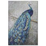 Uttermost Proud Papa Beautiful Peacock Wall Art Painting Burlap