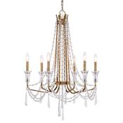 Varaluz Barcelona 6 Light 27" Wide Crystal Candle Style Chandelier Brass Kisser