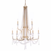 Varaluz Barcelona 9 Light 34" Wide Crystal Candle Style Chandelier Brass Kisser