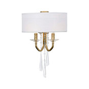 Varaluz Barcelona 2 Light 17" Tall Wall Sconce with Linen Shade Brass Kisser