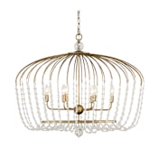 Varaluz Voliere 6 Light 36" Wide Beaded Chandelier Havana Gold