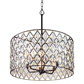 Varaluz Windsor 6 Light 25" Wide Crystal Drum Chandelier Carbon / Havana Gold