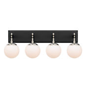 Varaluz Allie 4 Light 30" Wide Vanity Light Black / Polished Nickel
