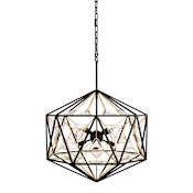 Varaluz Marcia 8 Light 24" Wide Crystal Pendant Matte Black / French Gold