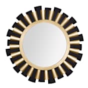 Varaluz Daphne 36" Diameter Circular Steel Framed Accent Mirror Matte Black / French Gold