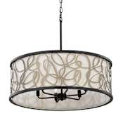 Varaluz Scribble 6 Light 28" Wide Drum Chandelier Matte Black / Artifact / Taupe