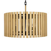 Varaluz Suratto 6 Light 24" Wide Wood Pendant Matte Black / Honey Blonde
