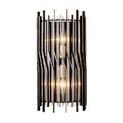 Varaluz Park Row 2 Light 16" Tall Wall Sconce Matte Black / French Gold