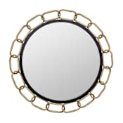 Varaluz Chains of Love 30" Diameter Circular Steel Framed Accent Mirror Matte Black / Textured Gold