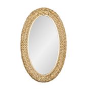 Varaluz Athena 24-1/4" Wide X 40-1/4" High Oval Beveled Fabric Framed Accent Mirror French Gold / Natural Seagrass