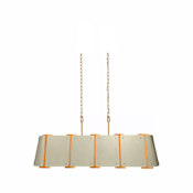 Varaluz Peep Show 6 Light 42" Wide Linear Chandelier Sunwashed Silver / Brushed Sienna