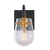 Varaluz Bromyard 10" Tall Wall Sconce Matte Black / Aged Brass