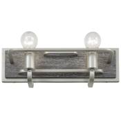 Varaluz Lofty 17" Bathroom Light with Hand-forged Recycled Steel and Wood Silverado / Grey