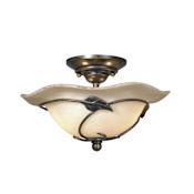 Vaxcel Lighting Vine 2 Light Semi-Flush Indoor Ceiling Fixture with Organic Capiz Shell Shade - 12 Inches Wide Oil Shale