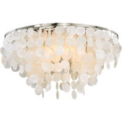Vaxcel Lighting Elsa 5 Light 24" Wide Flush Mount Ceiling Fixture with Capiz Shells Satin Nickel