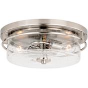 Vaxcel Lighting Addison 2 Light 15" Wide Flush Mount Drum Ceiling Fixture Satin Nickel
