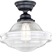 Vaxcel Lighting Huntley Single Light 12" Wide Semi-Flush Ceiling Fixture with A Glass Shade Oil Rubbed Bronze