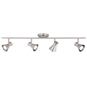 Vaxcel Lighting Alto 4 Light 36" Wide LED Fixed Rail Ceiling Fixture with Metal Shades Brushed Nickel / Chrome