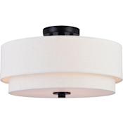 Vaxcel Lighting Burnaby 3 Light 16" Wide Semi-Flush Drum Ceiling Fixture Black