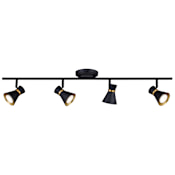 Vaxcel Lighting Alto 4 Light 36" Wide LED Fixed Rail Linear Ceiling Fixture Matte Black / Satin Brass