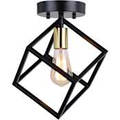 Vaxcel Lighting Deering 10" Wide Semi-Flush Square Ceiling Fixture Matte Black / Satin Brass