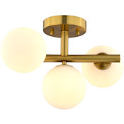 Vaxcel Lighting Graham 3 Light 13" Wide Semi-Flush Ceiling Fixture with Opal Glass Shades Harvest Gold