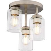 Vaxcel Lighting Park Ridge 3 Light 11" Wide Semi-Flush Ceiling Fixture / Converts to Pendant Satin Nickel