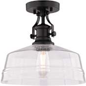 Vaxcel Lighting Beloit 12" Wide Semi-Flush Ceiling Fixture with Seedy Glass Shade Matte Black