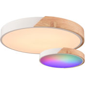 Vaxcel Lighting Everette 17" Wide LED Flush Mount Ceiling Fixture White / Wood