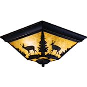 Vaxcel Lighting Bryce 3 Light Flush Mount Indoor Ceiling Fixture with Deer Portrait Glass Shade - 14 Inches Wide Burnished Bronze